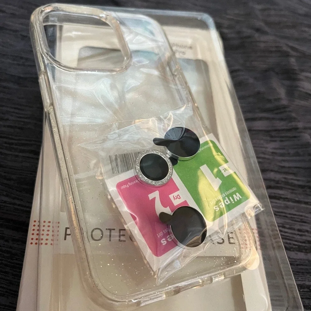 New Lot of 3 iPhone 13 Pro Clear Glitter Case Individual Glitter Camera Lens